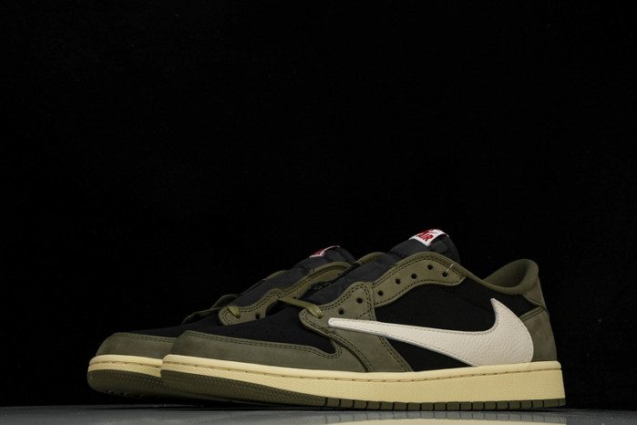 travis scott x air jordan 1 low "black olive" dm7866-002