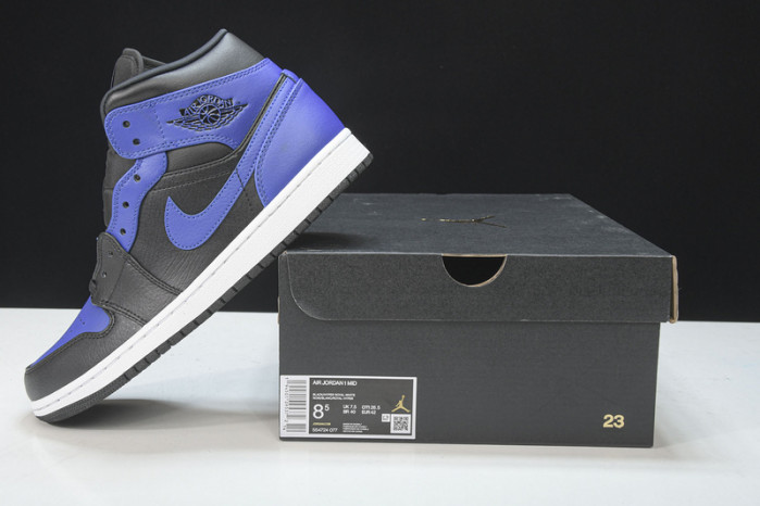 jordan 1 mid hyper royal tumbled leathe 554724-077