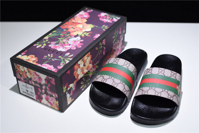 gc leather slide sandal with bee