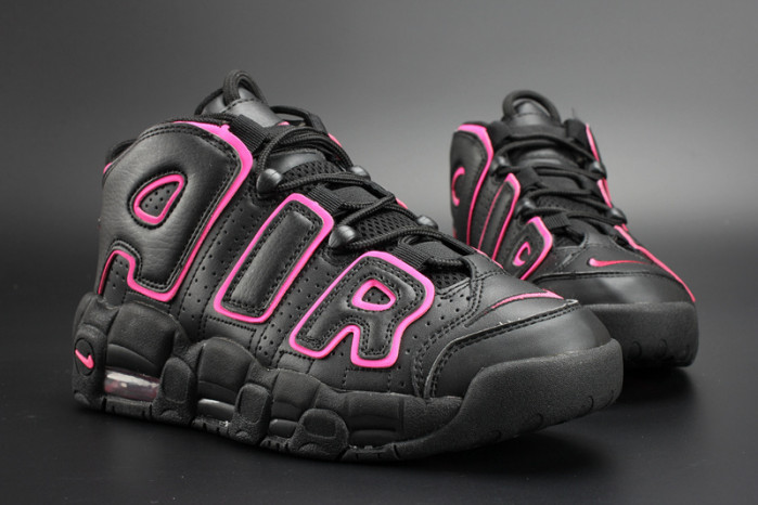 nike air more uptempo gs “hyper pink” black/ pink womens 415082-003